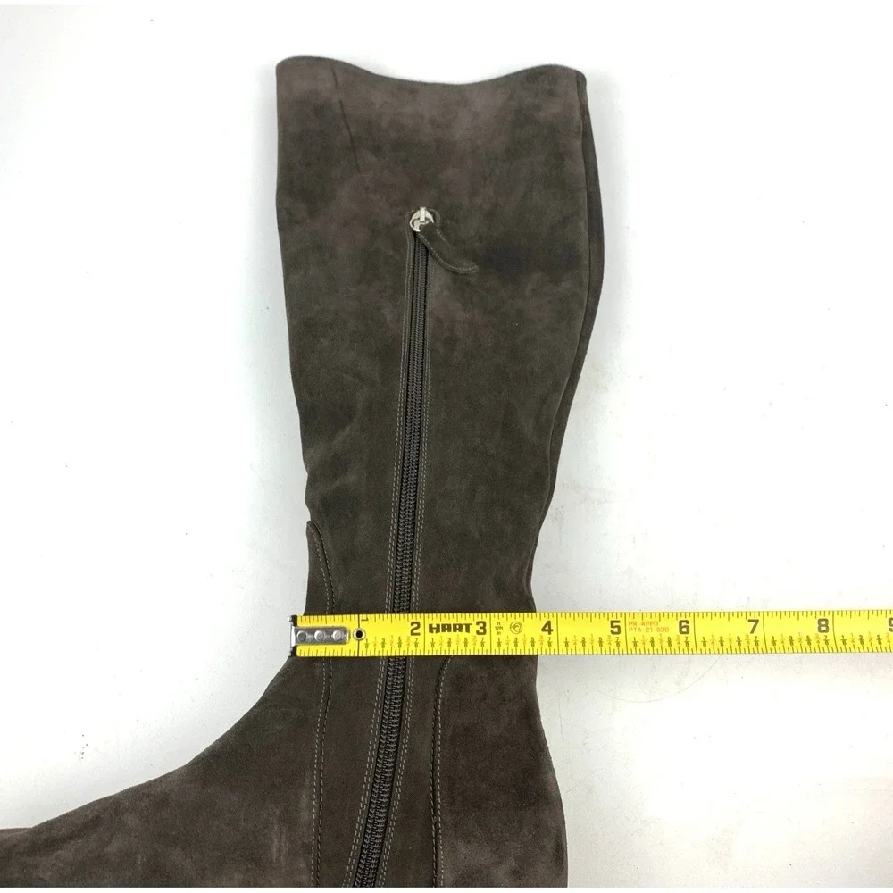 Delman Knee high Tall Riding Women's Boots Brwon Suede Made in ITALY - Size 7.5